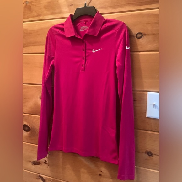 Women's Size ST Nike Dri-FIT Victory Long-Sleeve Golf Polo Pink DH2316-621 - Picture 1 of 9